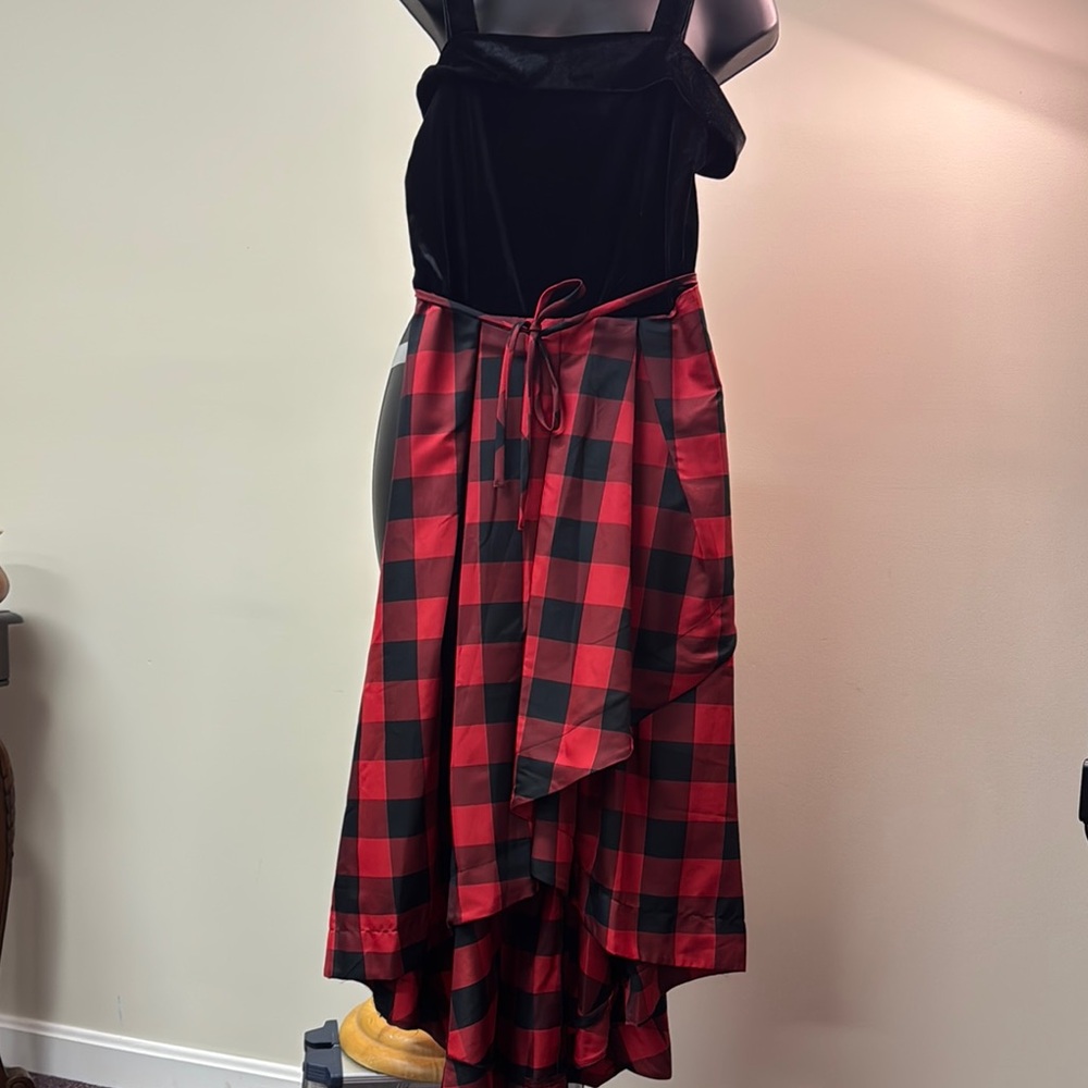 Holiday dress Red and Black Plaid Kids Casual Dress